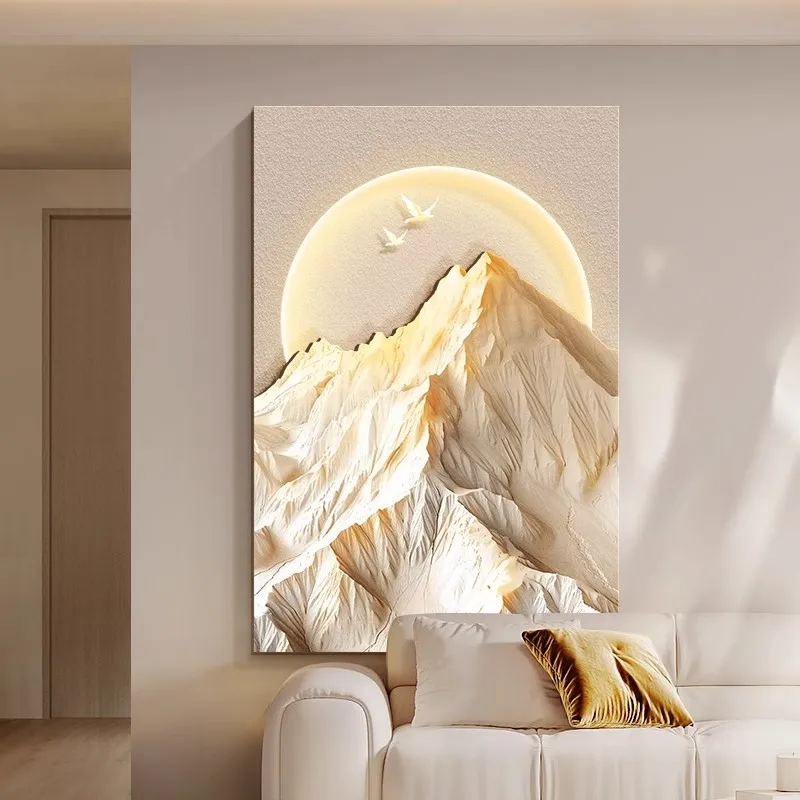 Mountain living room decoration painting, cream wind and sand hair wall hanging painting, sandstone texture entrance mural