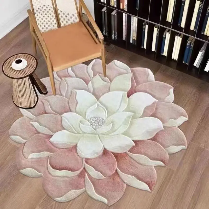 Special-Shaped New Flower Soft Floor Mat Purple Peony Art Rug Cushion Rugs For Bedroom Table Living Room Carpet