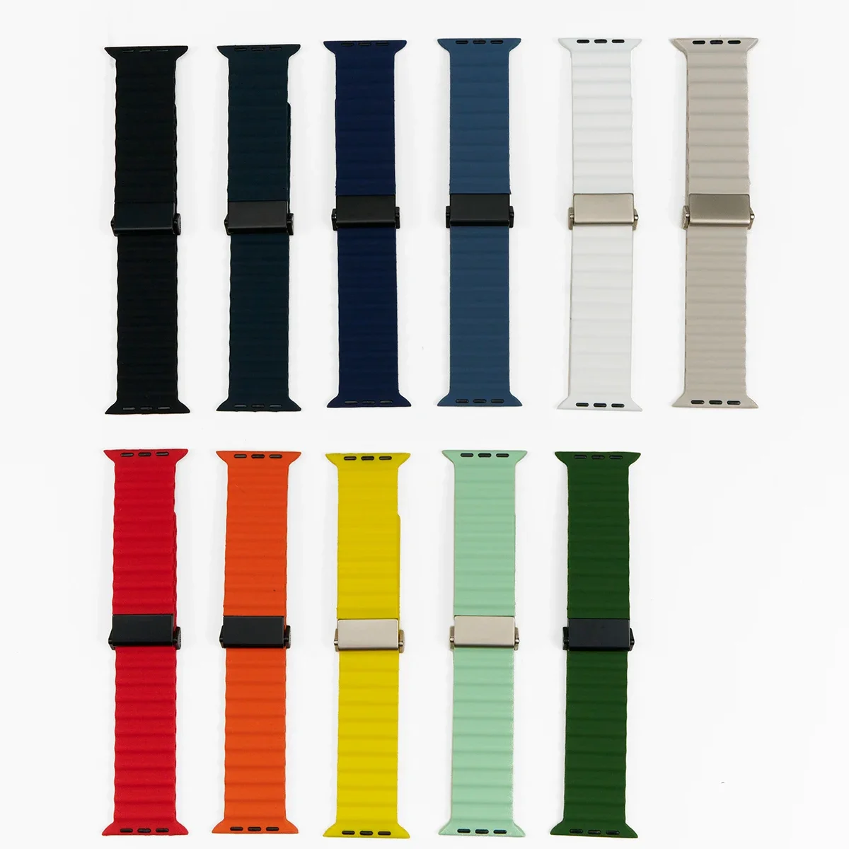 Дышащий силиконовый ремешок для Apple Watch Band 10 46 мм 44 мм 45 мм 42 мм с металлической пряжкой Correa для IWatch 10 9 8 7 6 5 4 SE Ultra 2 49 мм