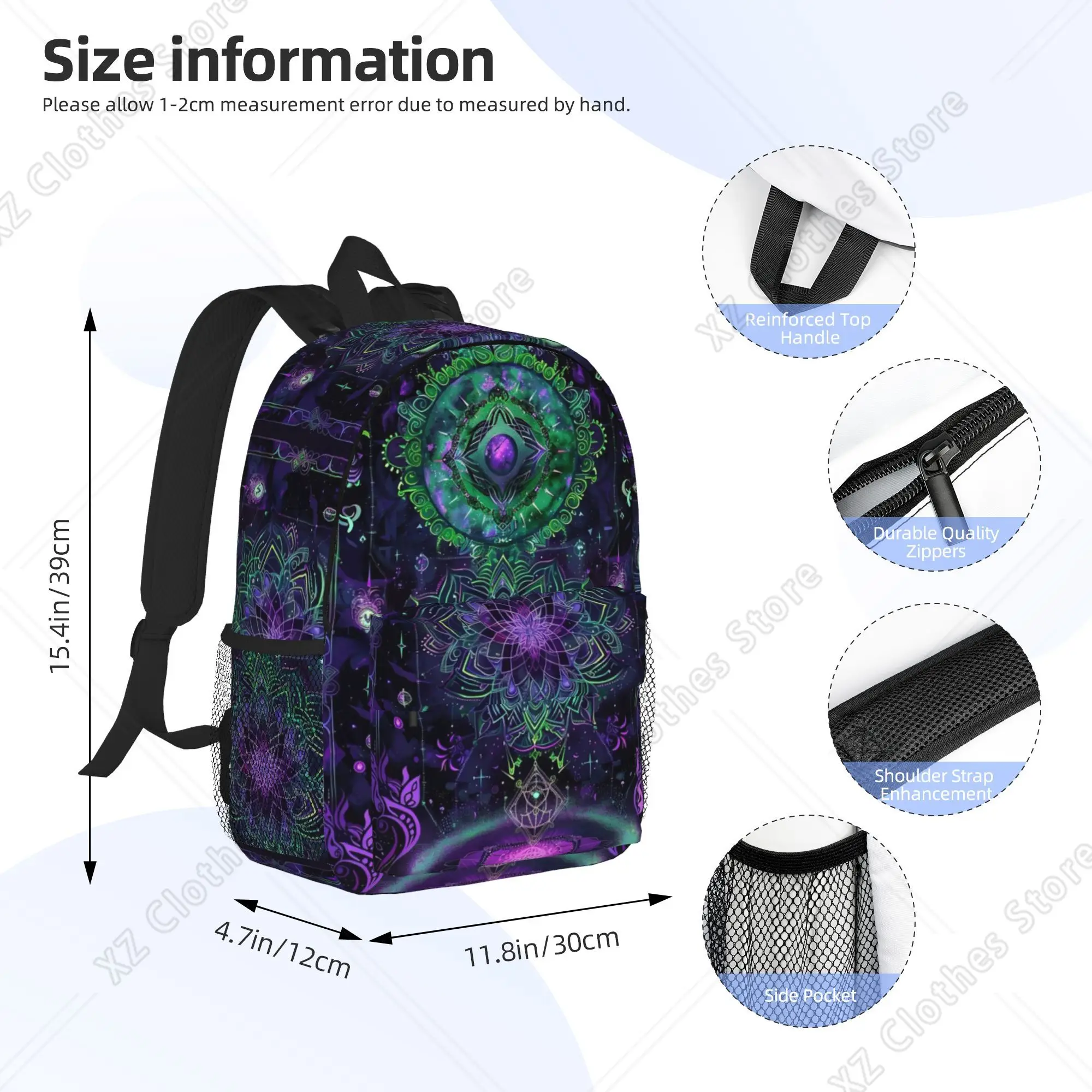 Celestial Neon Glow with Astrological Symbols and Starry Night Backpack Hot Sale Daypack BookBag Shoulder Bags for School Bag