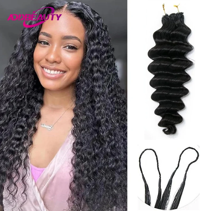 

Deep Wave Knotless Pre-Separated Crochet Hair Extensions Human Hair Thick Hair End Feather Crochet Human Hair Extension Natural