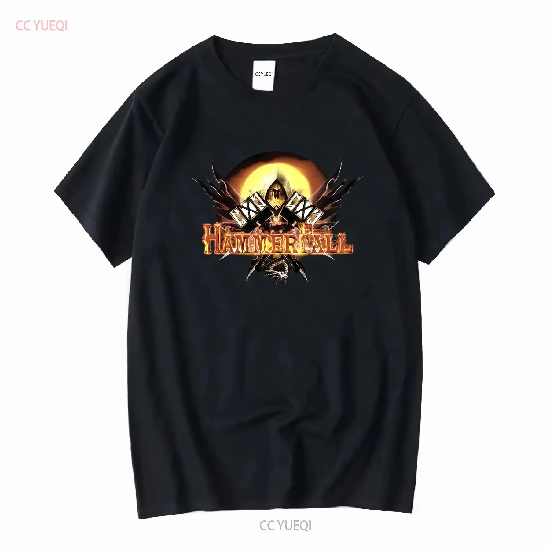 Hammerfall Hammer Of Dawn Promo Album T Shirt Faded Black Size L vintage Washed streetwear fashion graphic Casual Stylish