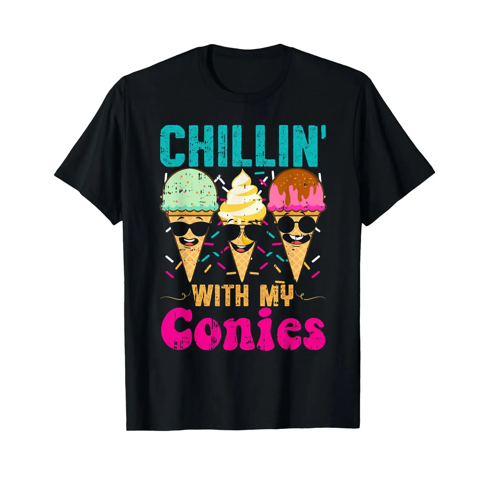 Funny Ice Cream Summer Beach Cones T Shirt vintage Washed Breathable Soft Comfortable Top For Everyday Wear streetwear Unisex