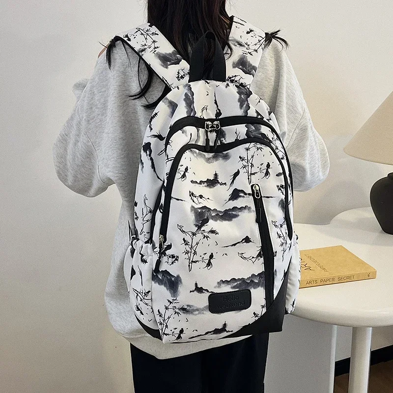 Neue Nylon Reiß verschluss chinesischen Stil Schult aschen Hochleistungs-Mode Rucksack 2024 Hot Sale Einfachheit Taschen für Mädchen und Jungen