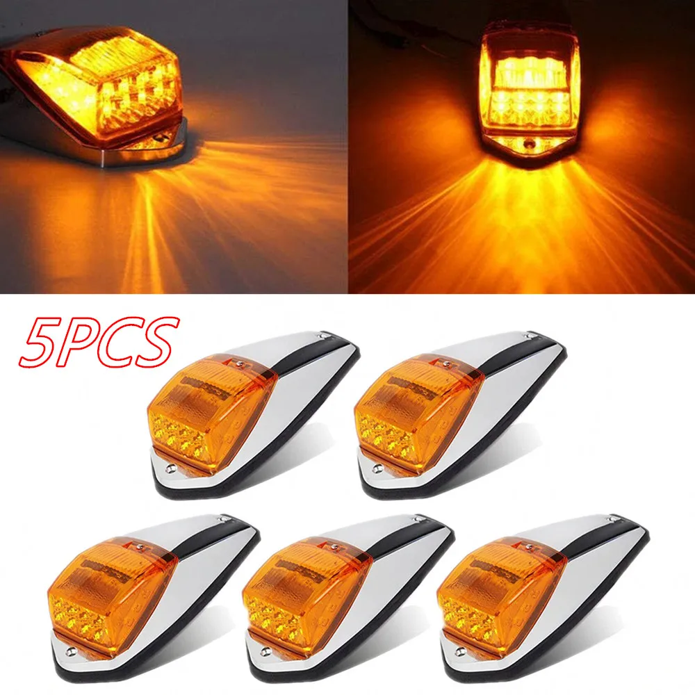 

5PCS Car Light Cab Marker Light Truck Top Clearance Light Roof Running Lights Chrome Base LED Cab for Volvo Truck 12V