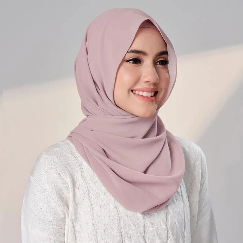 Instant Hijabs With Cap Plain Chiffon Jersey Hijab For Woman Veil Muslim Islamic Hijab Cap Scarf For Muslim Women Headscarf