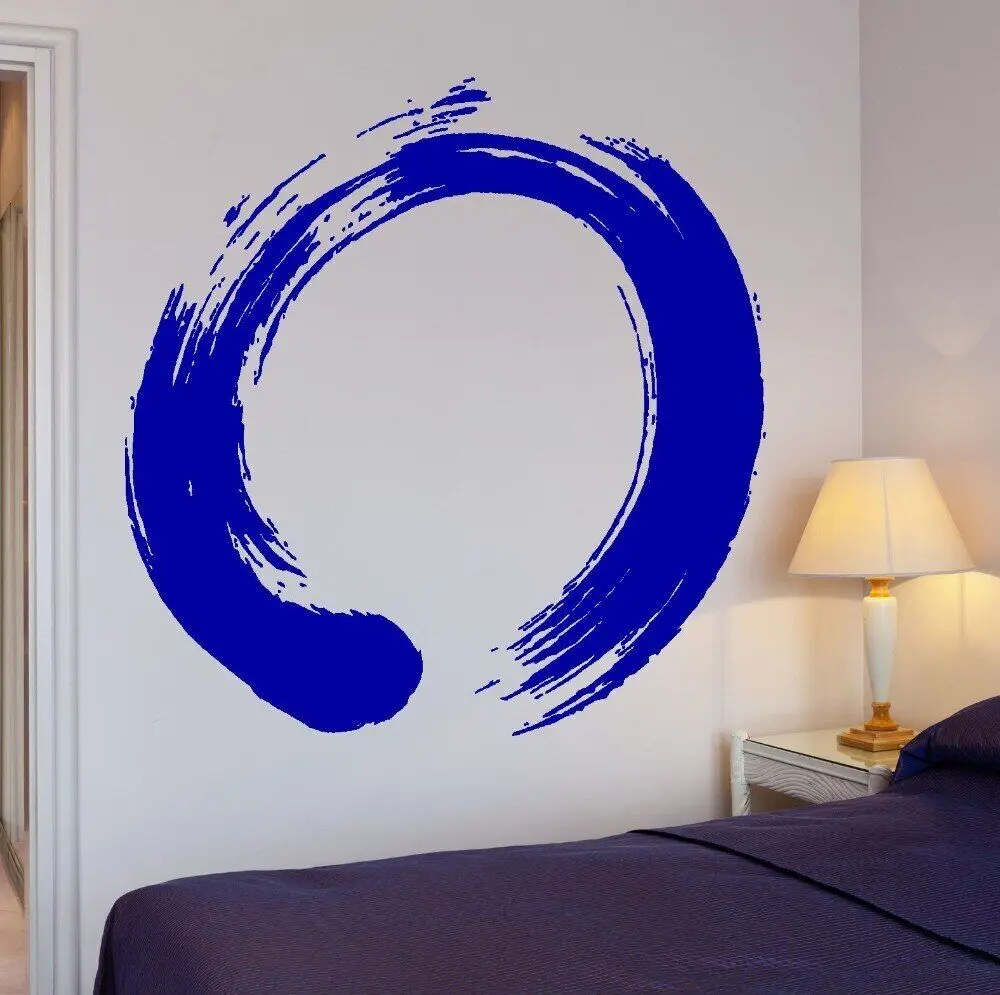 High Quality Vinyl Decal Japan Wall Sticker Circle Enso Zen Buddhasim Calligraphy for Home Art Decoration Wall Mural Y-354
