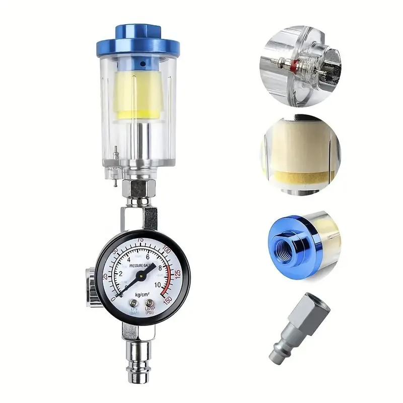 Spray Gun Water Trap Oil Water Separator Pneumatic Pressure Regulator Gauge Filter Paint Sprayer Pressure Adjustment Accessory