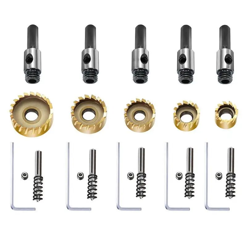 High-speed-Stahl Sägezahn Loch Opener Aluminium Platte Eisen Platte Stanzen Bohrer Set 16 18,5 20 25 30mm 5-teiliges Set