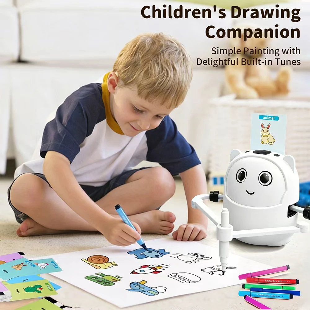 Kids Drawing Robot with 100 Themed Cards Auto-Drawing Toy for Ages 3-8, Builds Creativity, Interactive Educational Robot image 4