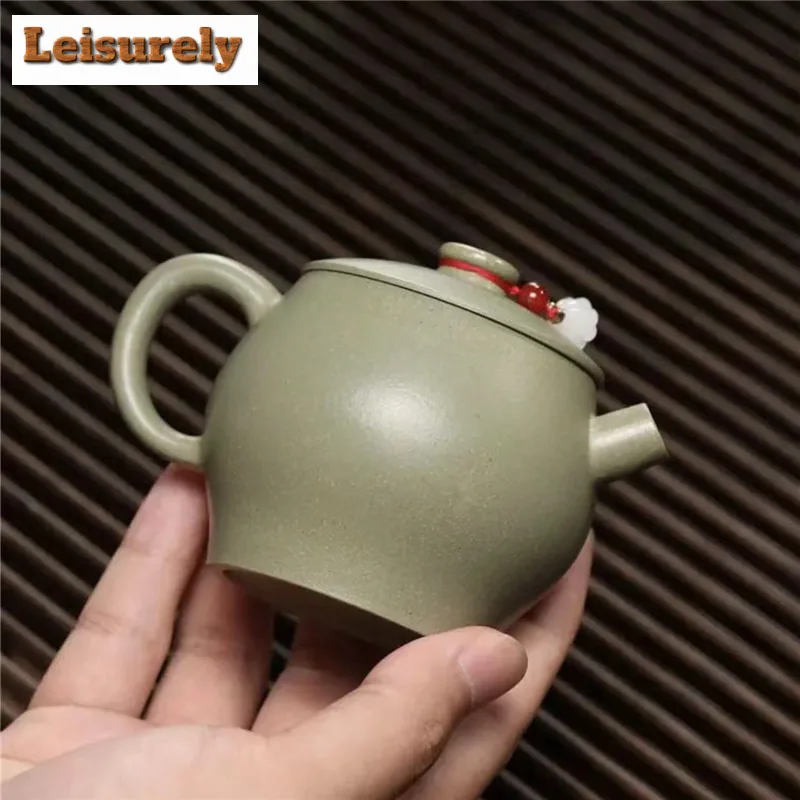 160ml Authentic Yixing Purple Clay Teapot Handmade Large Wheel Pot Raw Ore Pea Green Mud Tea Soaking Kettle Chinese Zisha Teaset