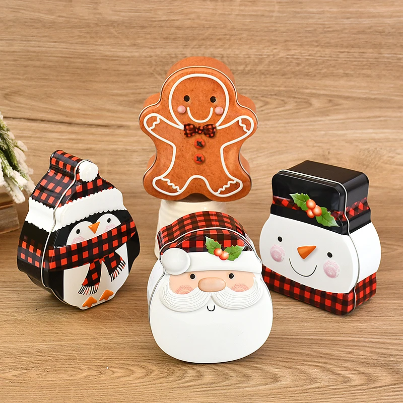 Christmas Candy Box Cute Gingerbread Man Santa Penguin Shape Gift Box Christmas Decoration for Home Xmas Gifts Navidad Ornaments