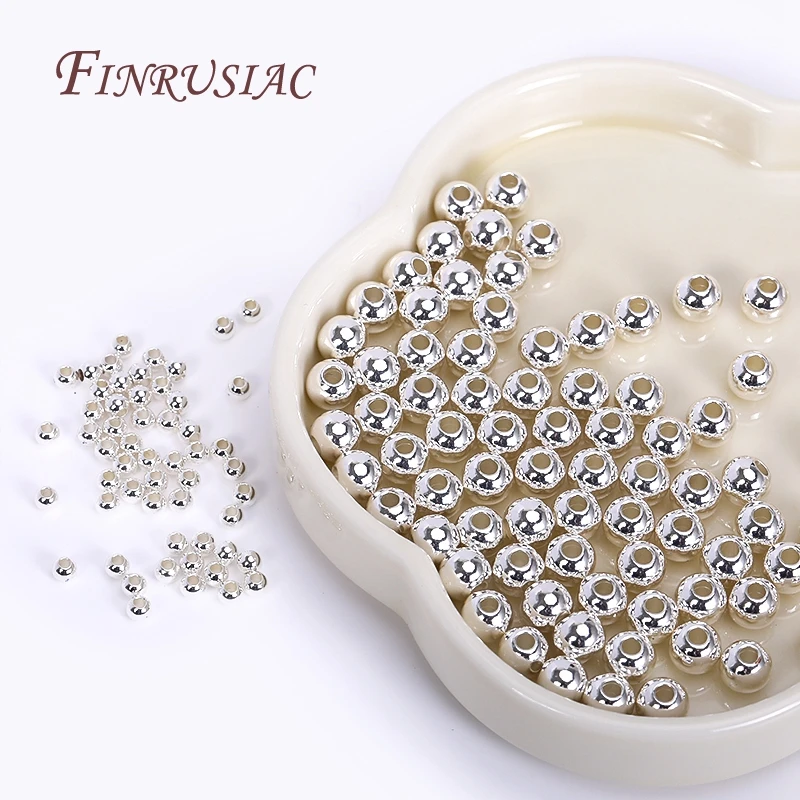 18K vergoldete Abstandsperle für die Schmuckherstellung, Perlentrenner für Armband, runde Metallperlen im Großhandel, DIY-Perlenzubehör – Detail 24