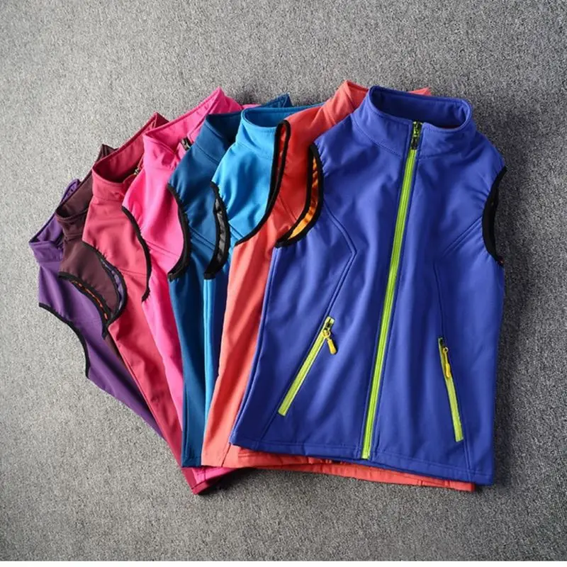 Autumn Multicolor Sports Vest Outdoor Soft Shell Vest Winter Travel Mountaineering Hiking Windproof Stand-collar Zipper Vest