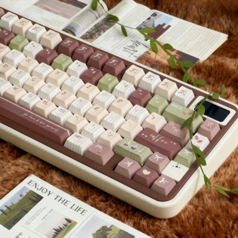 

Колпачок для клавиш Matcha Latte, оригинальные колпачки для клавиш Cherryprofile PBT, минималистичный стиль, зеленый кофе, 1,7 клейкое положение Teclado для офиса