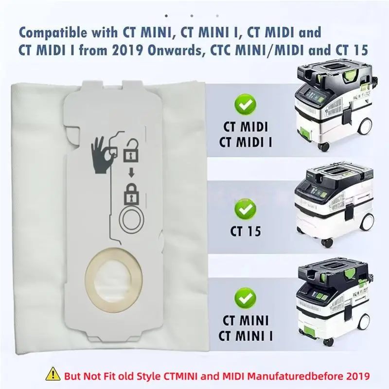 

【NEW PRODUCTS TO BE RELEASED IN 2026 】Dust Bag 20PCS 204308 Replacement For Festool 204308/SC-FIS-CT MI/5/CT15 Vacuum Cleaner Pa