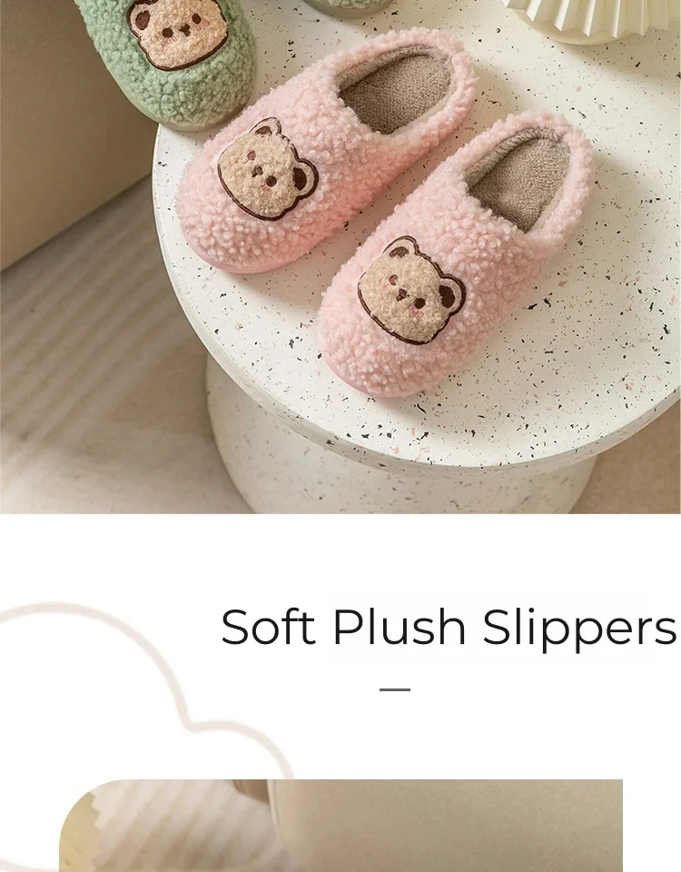 TZLDN Mode männer Hausschuhe Winter Warme Cartoon Bär Schöne Innen Weiche Sohle Nicht-slip Schlafsaal Kausalen Hause Plüsch schuhe Paar – Detail 7