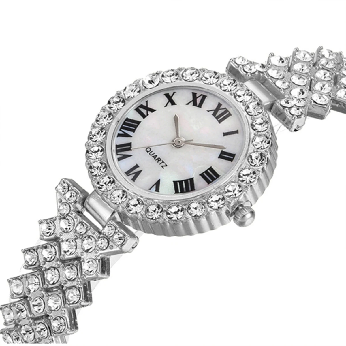 Explosive fashion Roman print diamond women\'s watch Women\'s quartz watch bracelet women\'s watch set(No box)