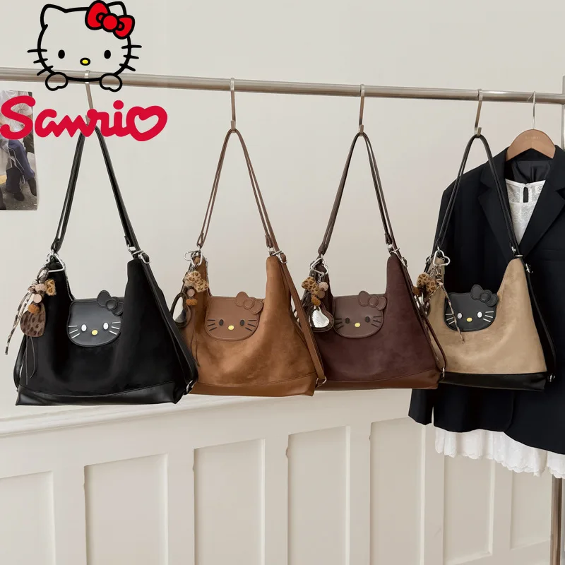 

Hello Kitty 2026 New Women's Crossbody Bag Fashion High Quality Women's Handbag Solid Color Large Capacity Women's Shopping Bag