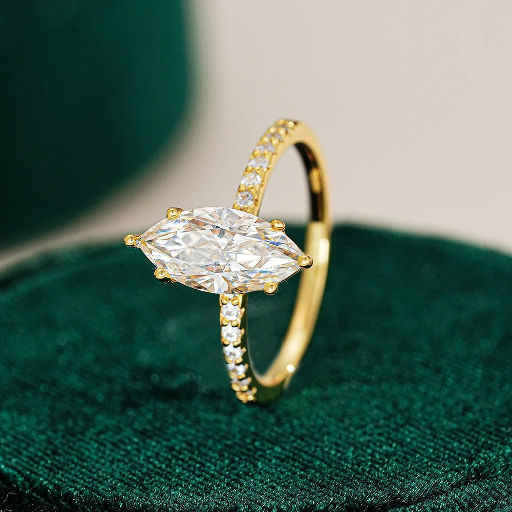 Lumira فريد من نوعه لافتة للنظر ماركيز قص 2ct/3ct مويسانيتي خاتم كلاسيكي الحد الأدنى 18K خاتم الذهب المشاركة غرامة مجوهرات هدايا #2