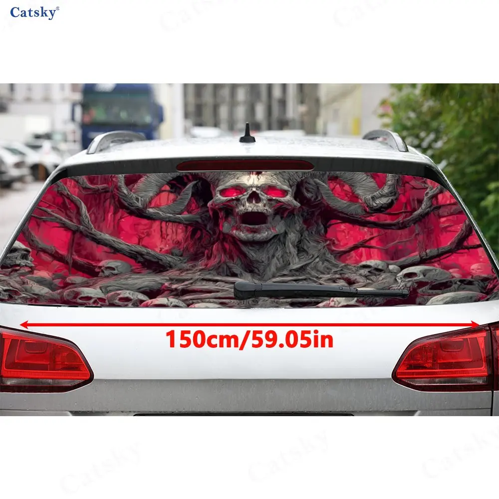 ملصق نافذة السيارة الخلفي المقاوم للماء ذاتي اللصق من مادة PVC على شكل هيكل عظمي من الدم، سهل اللصق دون السقوط، وات #2