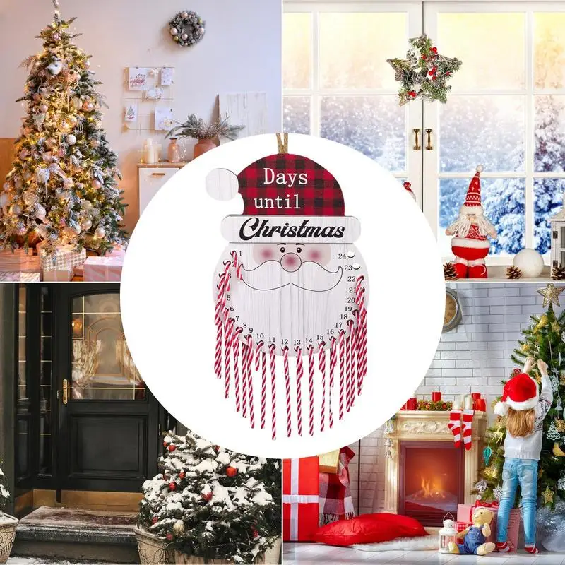 عيد الميلاد العد التنازلي التقويم ، حلوى قصب مع الخشب العد التنازلي المجلس ، التفاعلية مكافحة تتلاشى ديكور عيد الميلاد ، 24 قطعة