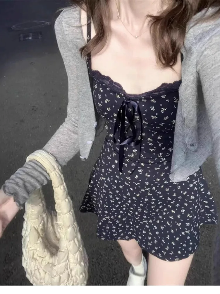 

Summer 2025 Korean Sle Floral Print ter Dr Sweet Spicy ort Skirt Casual Versatile Set Trendy Women's Faion