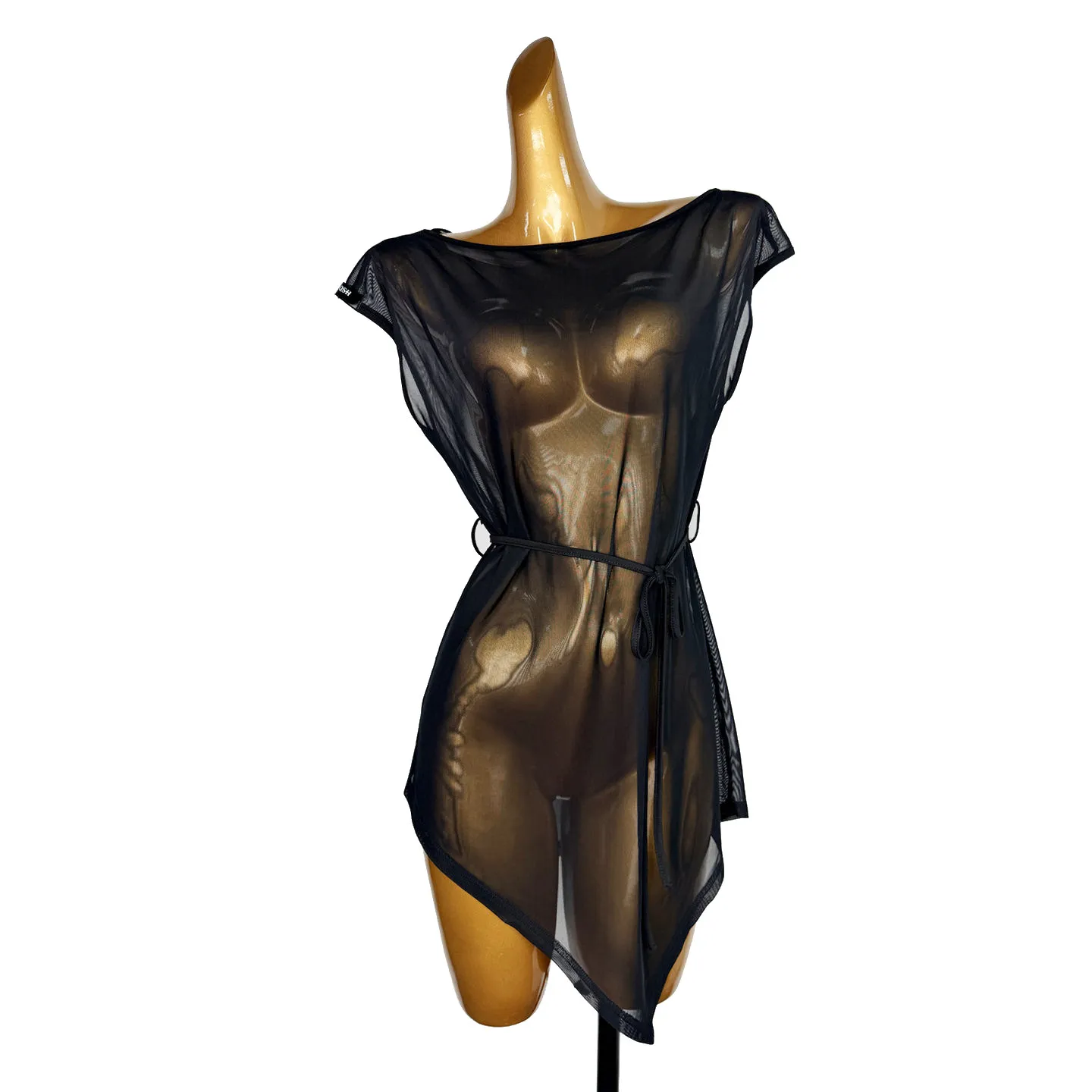 

2026 New Latin Dance Dress For Women Sexy Mesh Transparent Sleeveless Hoodie Dress Samba Chacha Adult Female Latin Wear XH4616