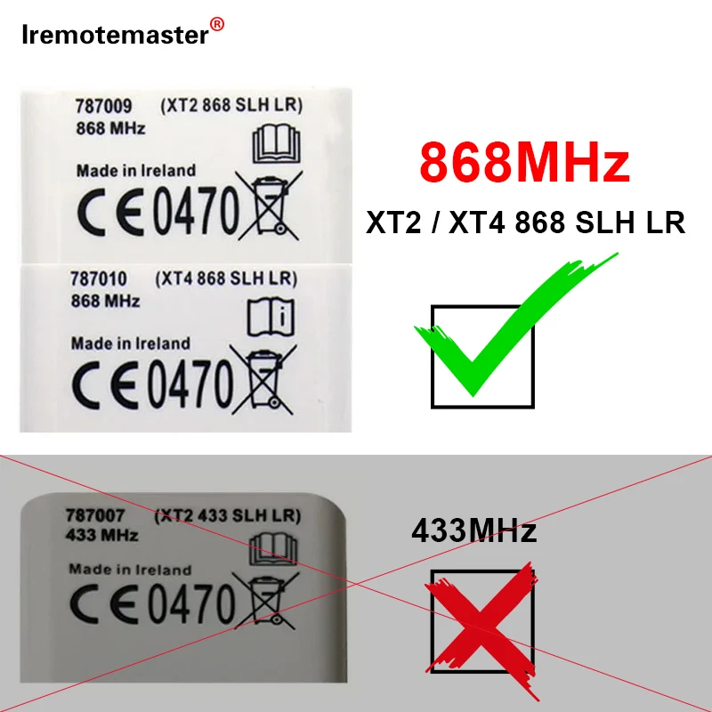 For Black Remote XT2 XT4 SLH LR 868MHz Rolling Code Duplicator Garage Door Remote Control Gate Openers Hand Transmitter Replace