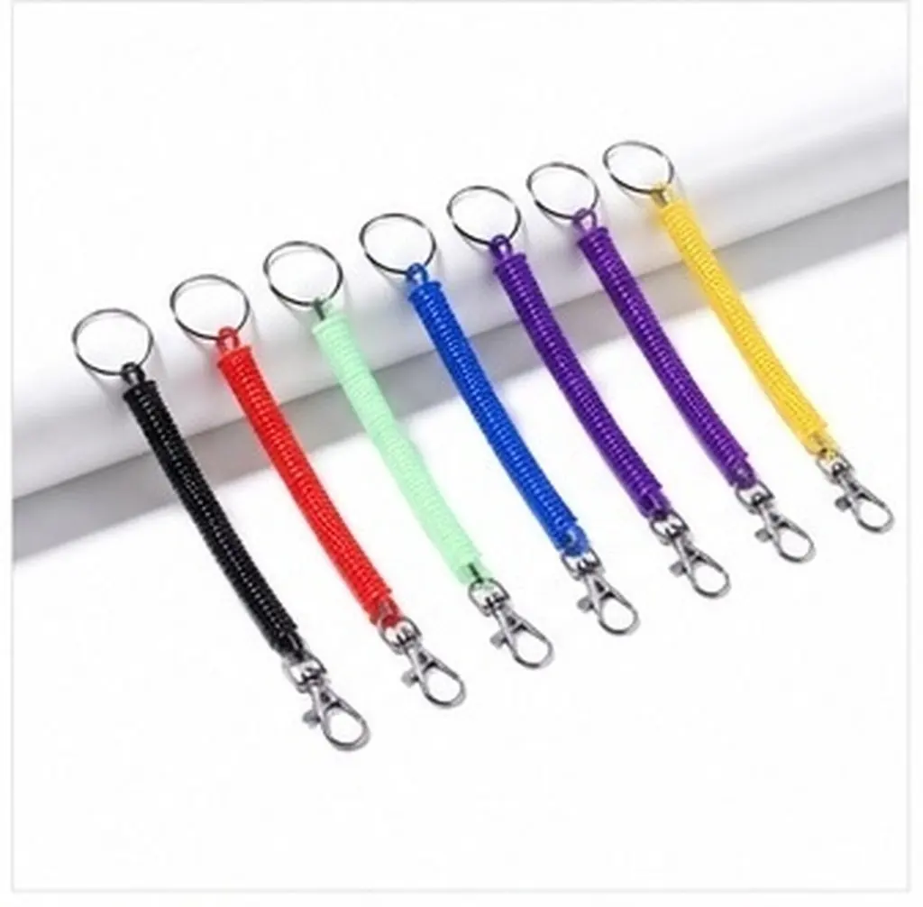 Retractable Keychain Spiral Spring with Metal Clip – 12pcs Colorful Plastic Coil Key Holders