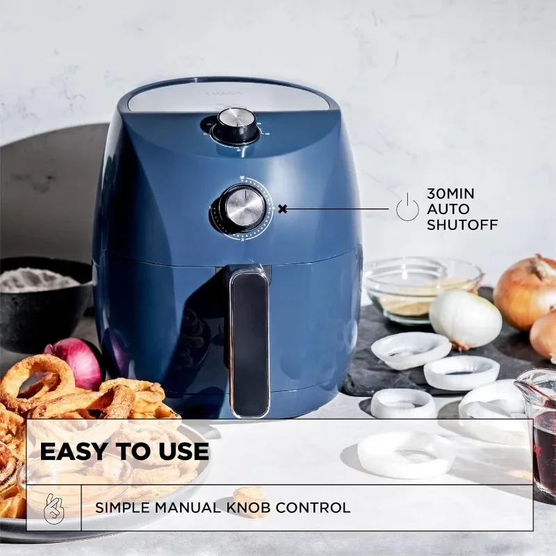 หม้อทอด Air fryer ด้วยมือที่3.7QT ความร้อนก่อนเร็วขึ้นการทอดแบบไม่มีน้ำมันการทอดอย่างรวดเร็วเพื่อสุขภาพที่สุกสม่ำเสมอทุกครั้งกระทะแบบไม่ติด