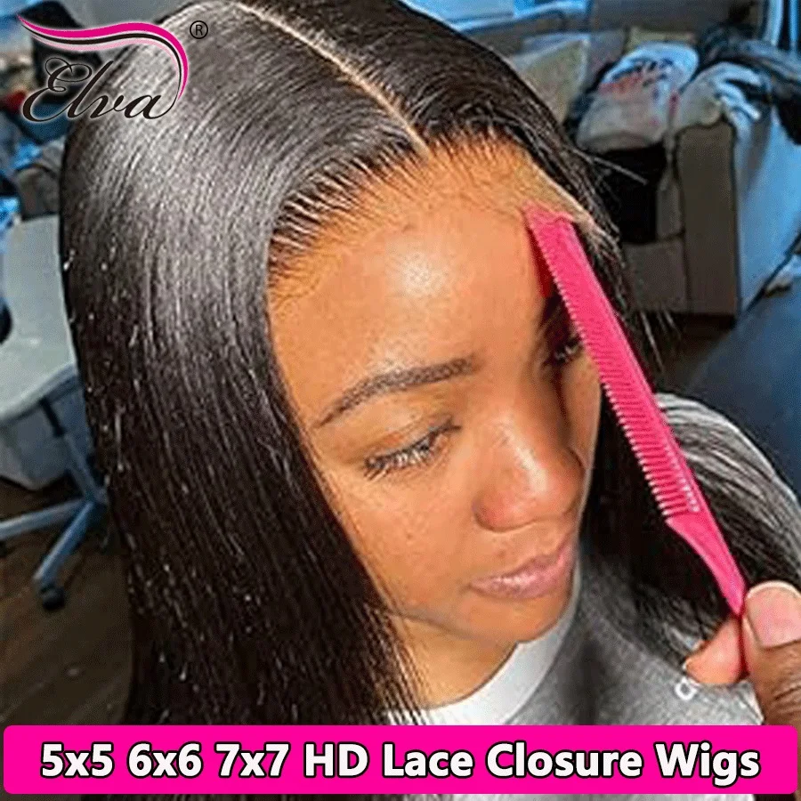 

HD Lace Wigs 7x7/6x6/5x5 HD Lace Closure Wigs Silk Straight Melt Skins Deep Part 2x6 Human Hair Wigs For Woman Pre Plucked