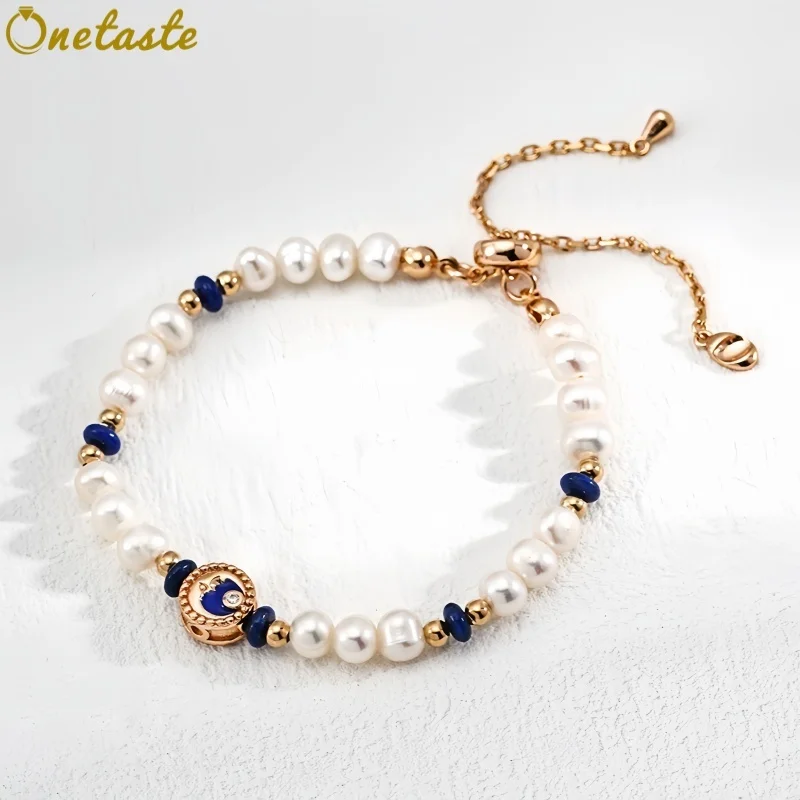 

Lapis Lazuli Pearl Moon 925 Silver Jewelry Sets With Earrings Necklace Bracelet For Women CZ Dainty Artistic Trendy Luxury Gift