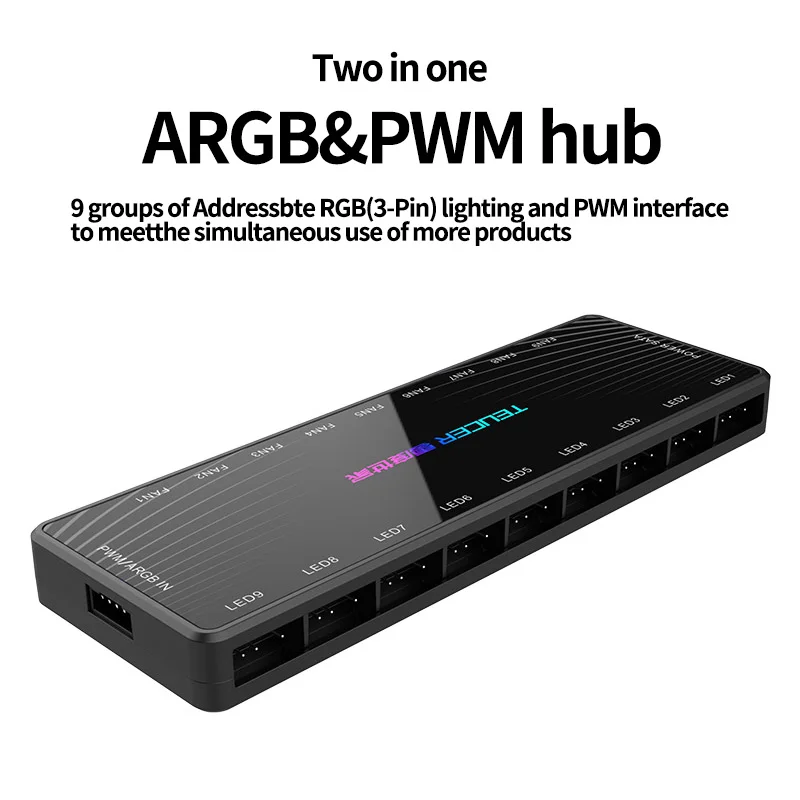 TEUCER 1 ila 9 PWM ve ARGB Hub Splitter 4 Pin PWM 3 Pin adresli ARGB adaptörü SATA arayüzü yoğunlaştırıcı kasa fanı için