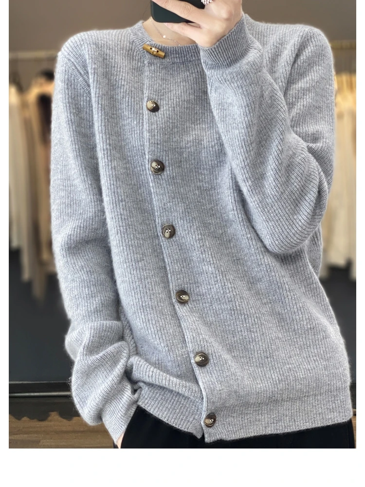Picture 6: Cardigan women's 100% pure cashmere sweater autumn and winter coat high-end thick autumn plus size sweater coat high sense.