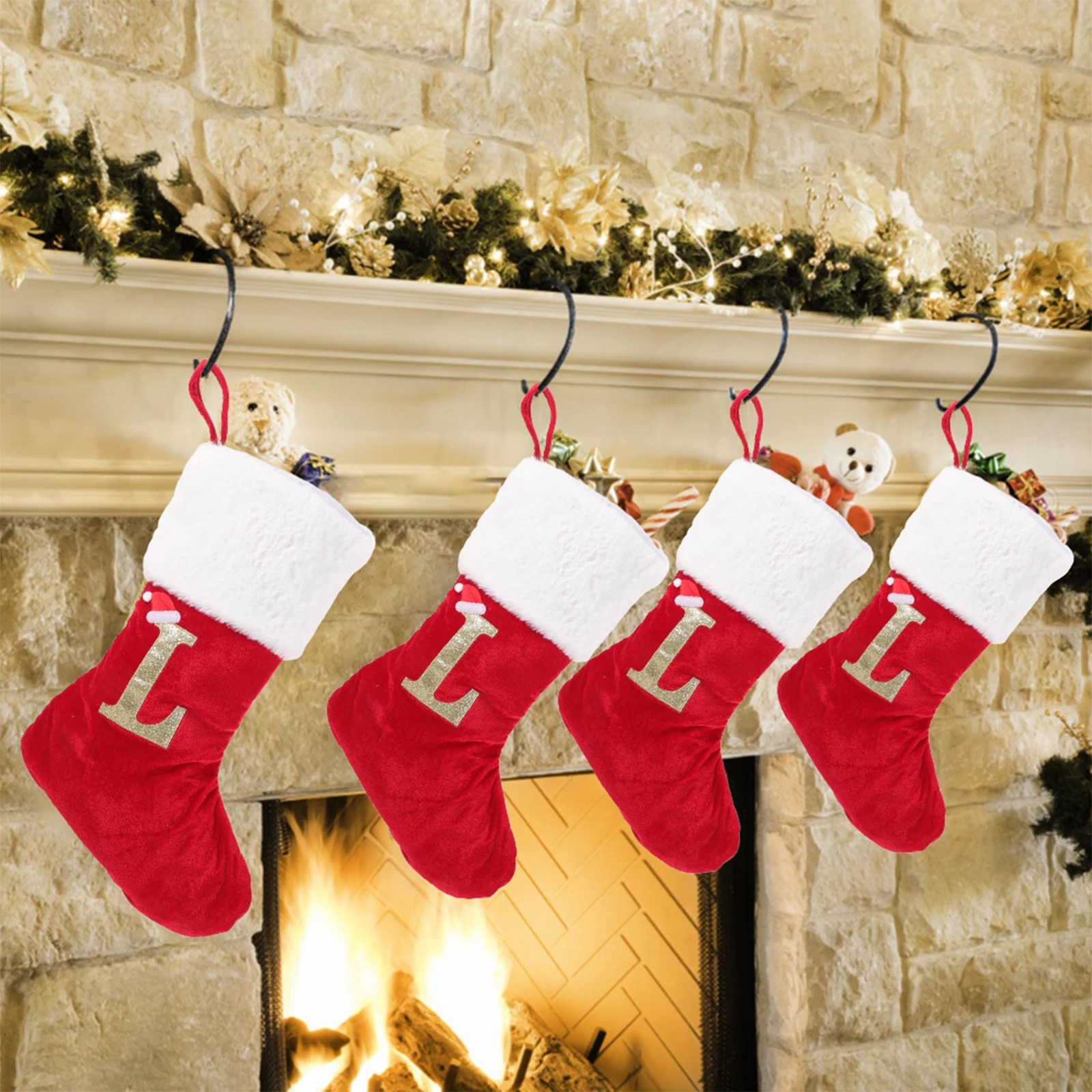

Christmas Socks Letter Ornaments Stocking Decorations Initial Letters for Stockings Tag with Set Mini Lettered