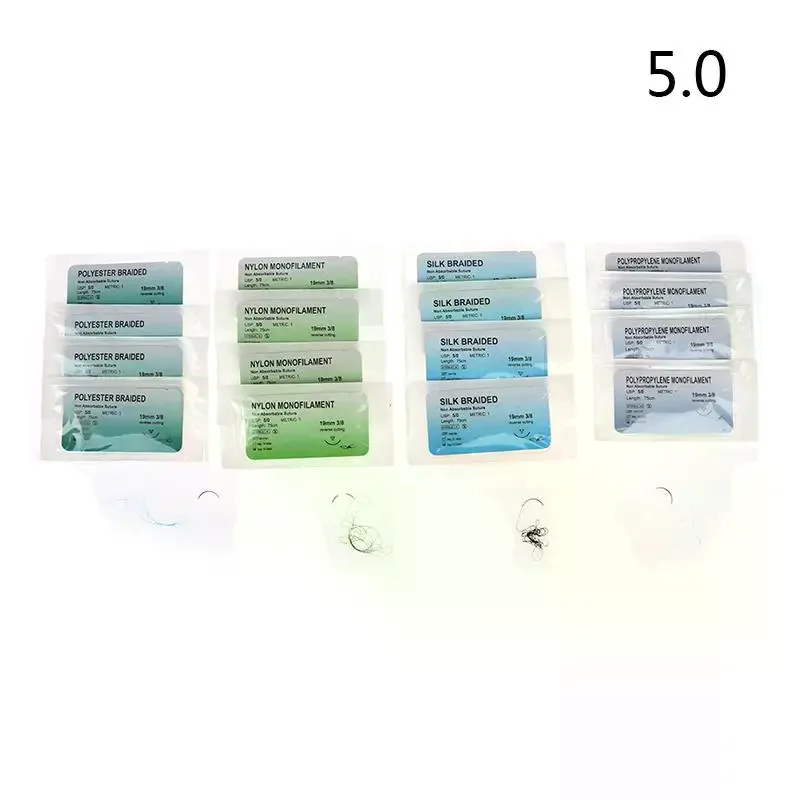 Surgical Practice Suture Kit 12PCS 50mm Needle Nylon Monofilament Thread for Training Medical and Veterinary Students Lab Use