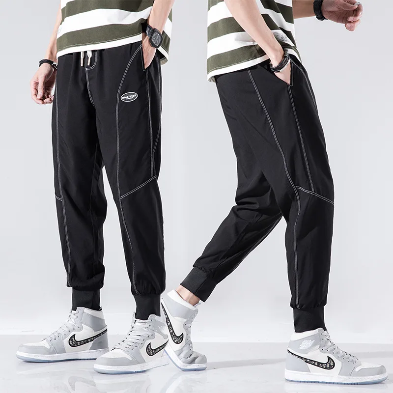 

High Quality Elastic Men's Sports Casual Pants Korean Ankle Length Cropped Pants Loose Sweatpants Teenagers Skateboarding Pants