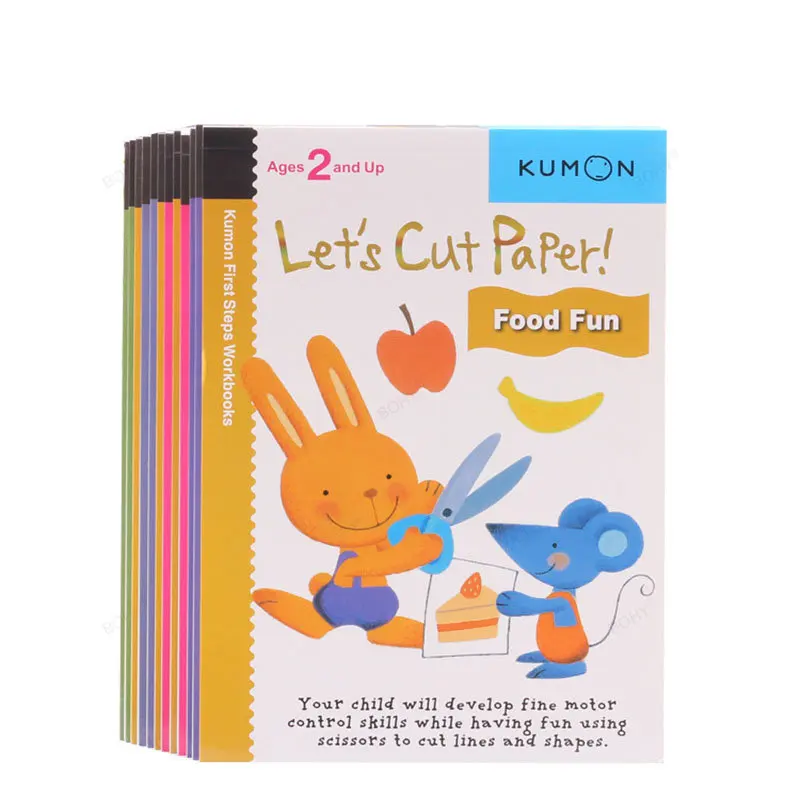 kumon-official-document-education-artigianato-inglese-per-bambini-origami-colorati-ritagli-di-carta-sticker-cartella-di-lavoro-12-volumi