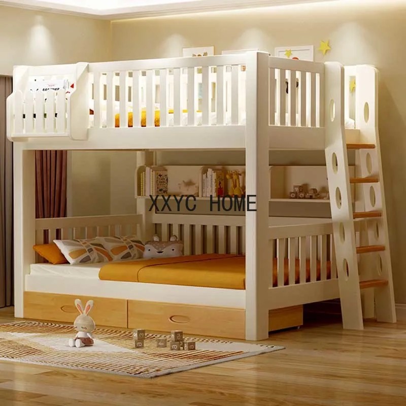 Solid Wood Children Bunk Beds Teen Bunk Parallel Modern Double Beds Same Width High Low Bedroom