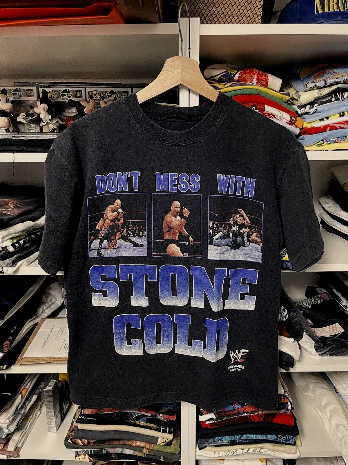 

Лето 2025 года, винтажная футболка 90-х годов с коротким рукавом из 100% чистого хлопка с принтом Austin Don’t Mess with Stone Cold WWF Retro Graphic Y2k
