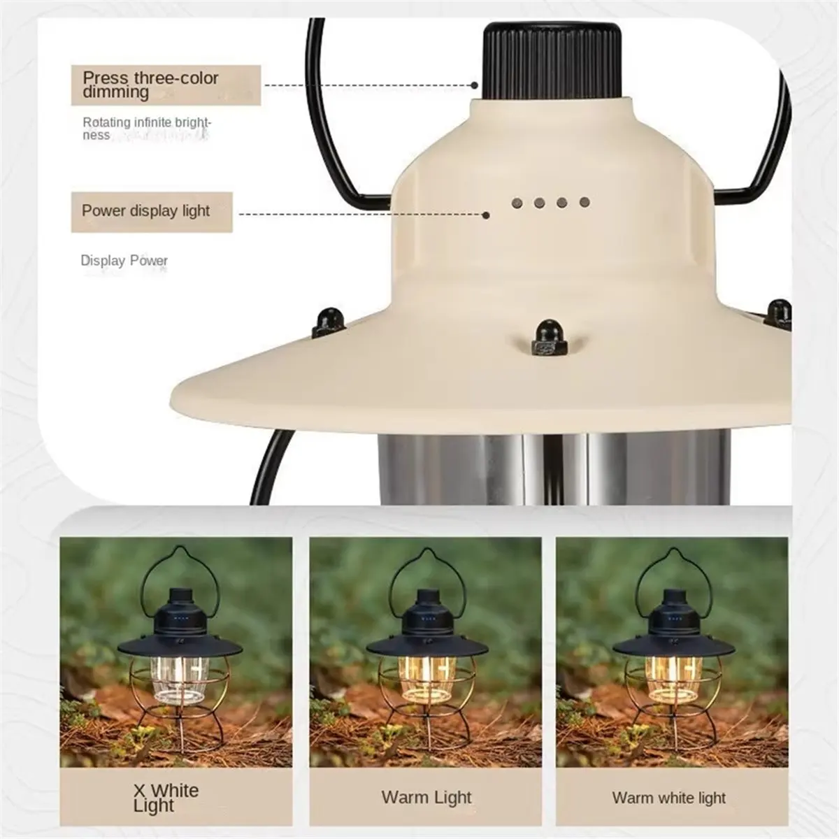 

【BIG-SALE】Rechargeable LED Camping Light - Portable Outdoor Tent Lamp with Strong Illumination, Suitable for Camping White