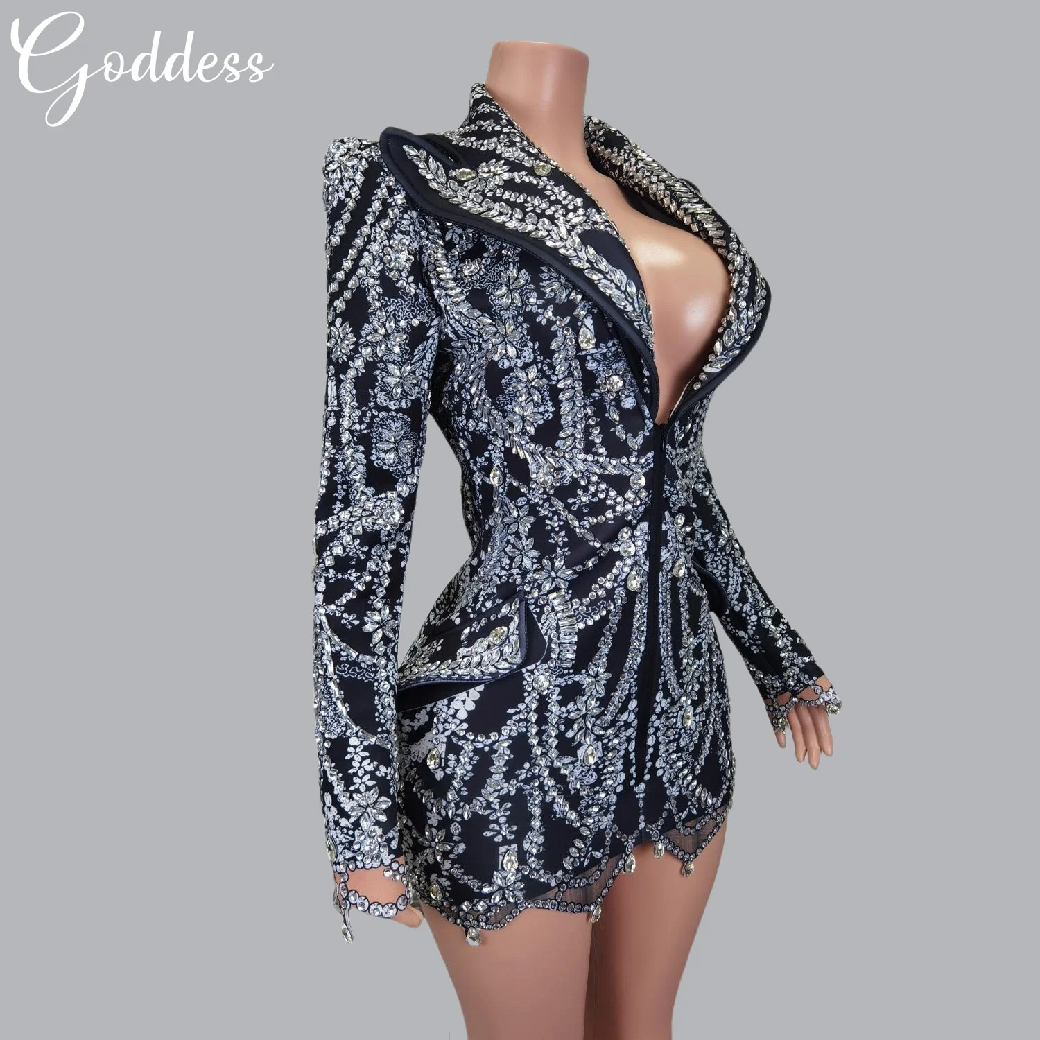 Robe de Banquet Élégante en IQUE dex pour Femme, Tenue de Soirée Luxueuse, Sexy, avec Strass Brillants, pour Bar, Discothèque, Scène, ixd'Anniversaire