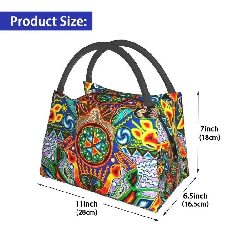 Huichol Traditional Native Insulated Lunch Bags for Women Shamanic Ceremony Folk Art Resuable Thermal Cooler Food Lunch Box