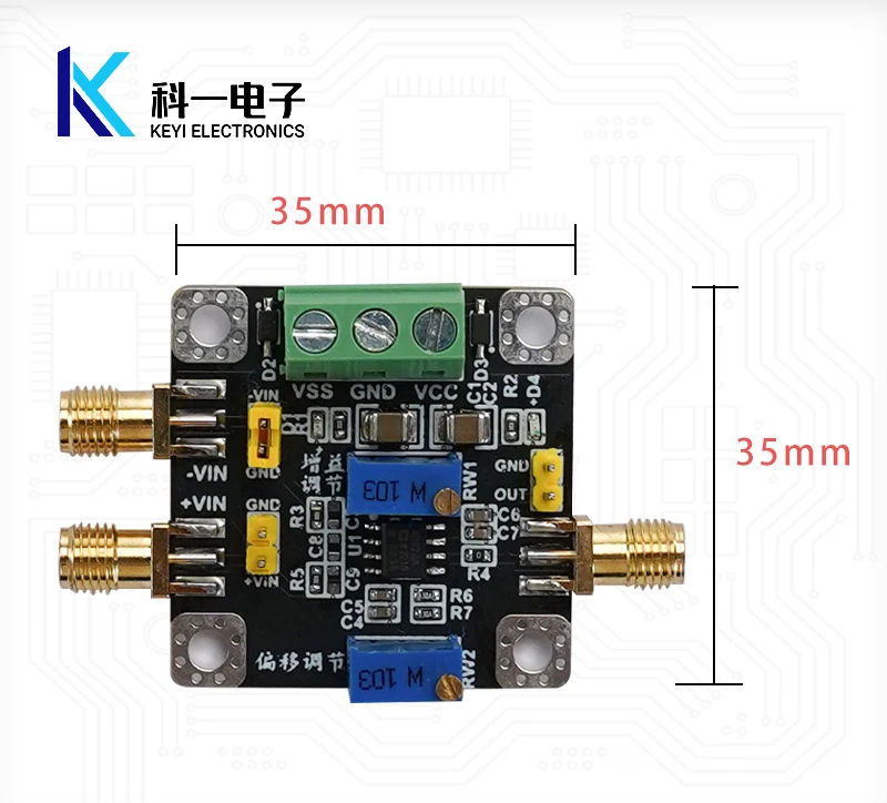 AD620 Instrument Amplifier Module MV/uV Weak Signal Amplification Factor Adjustable Single Ended Differential Input image 3