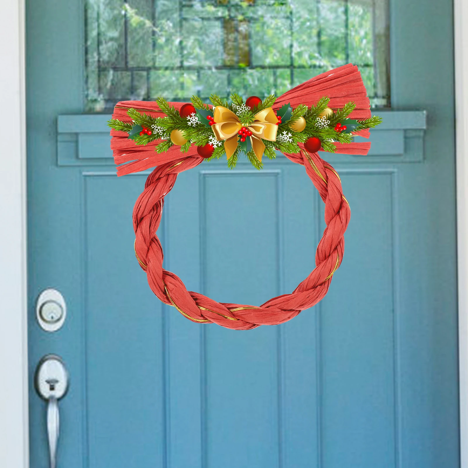 

Garland Decoration Diy Wreath Tool Hand-Woven Natural Raffia Ring Pendant For Home Decor Simple Woven Garland
