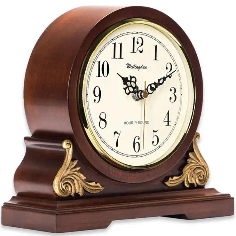 

Europe Solid wood retro clock Tell the time Quartz clocks and watches battery powered classy home decor office Table clock