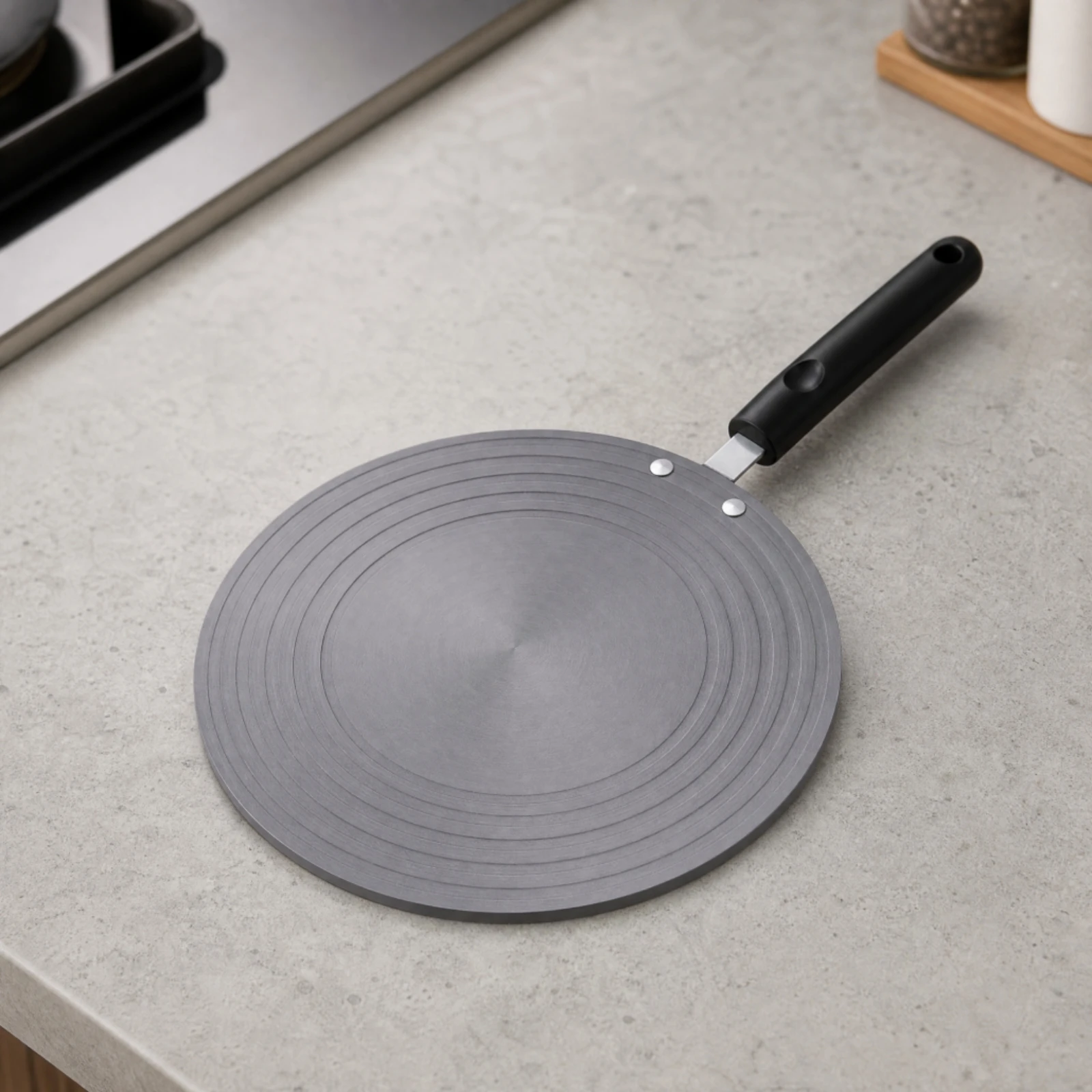 Circular Heat Spreader Plate with Raised Rings Heat Concentration Preventing Aluminum Heat Spreader Plate Kitchen Tool