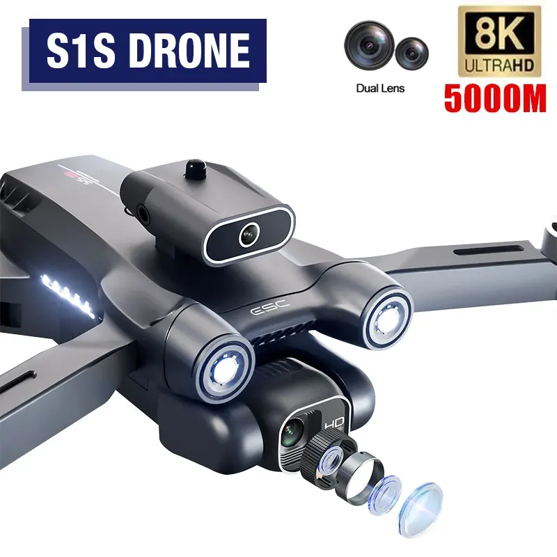 

8K S1S GPS Drone Profesional WIFI FPV Drones HD Rc Dual-Camera Wide-Angle Head Remote Quadcopter Airplane Toy Helicopter