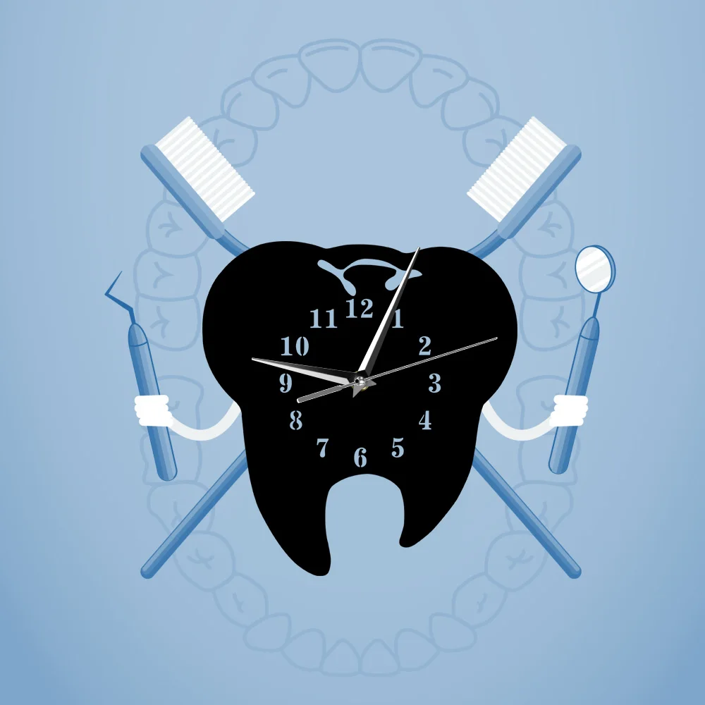 مرآة تأثير طب الأسنان ساعة حائط قطع الليزر ديكور عيادة الأسنان مكتب الديكور العناية بالأسنان جراح الأسنان هدية